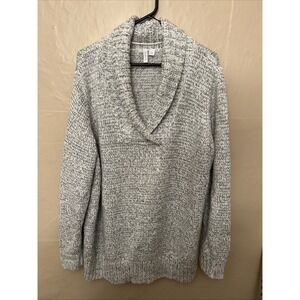 relativity 3X White‎ Black V Neck Collared Sweater Sparks